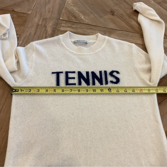 Alashan 100% Cashmere Tennis Sweater Ivory Cream Knit Preppy Country Club S - Picture 6 of 7
